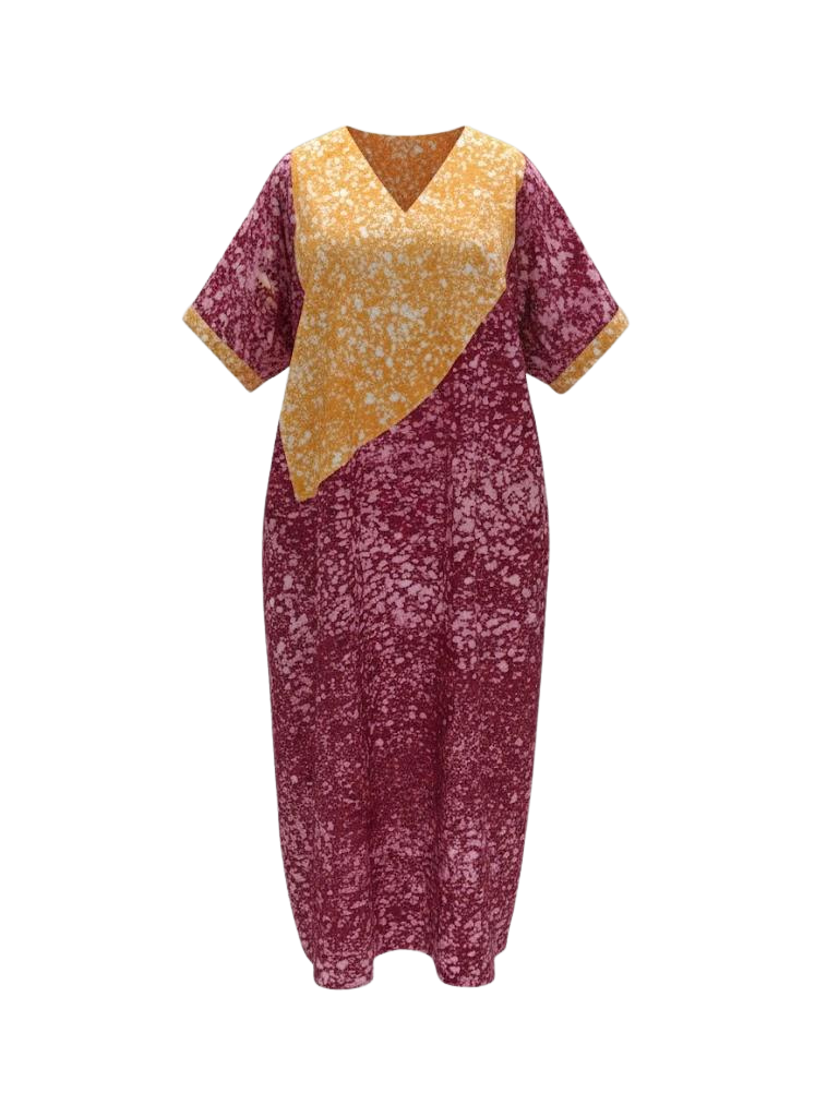 Blush and Honey Reversible Batik Moomoo Kaftan Maxi Dress