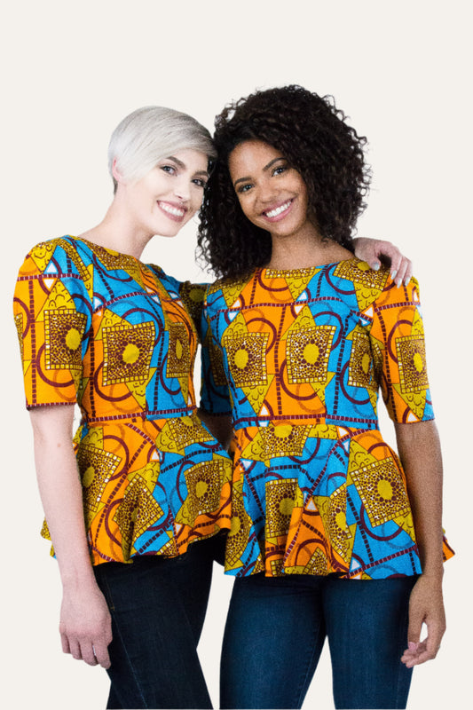 39. Aseda (Gratefulness) Peplum Ankara Shirt