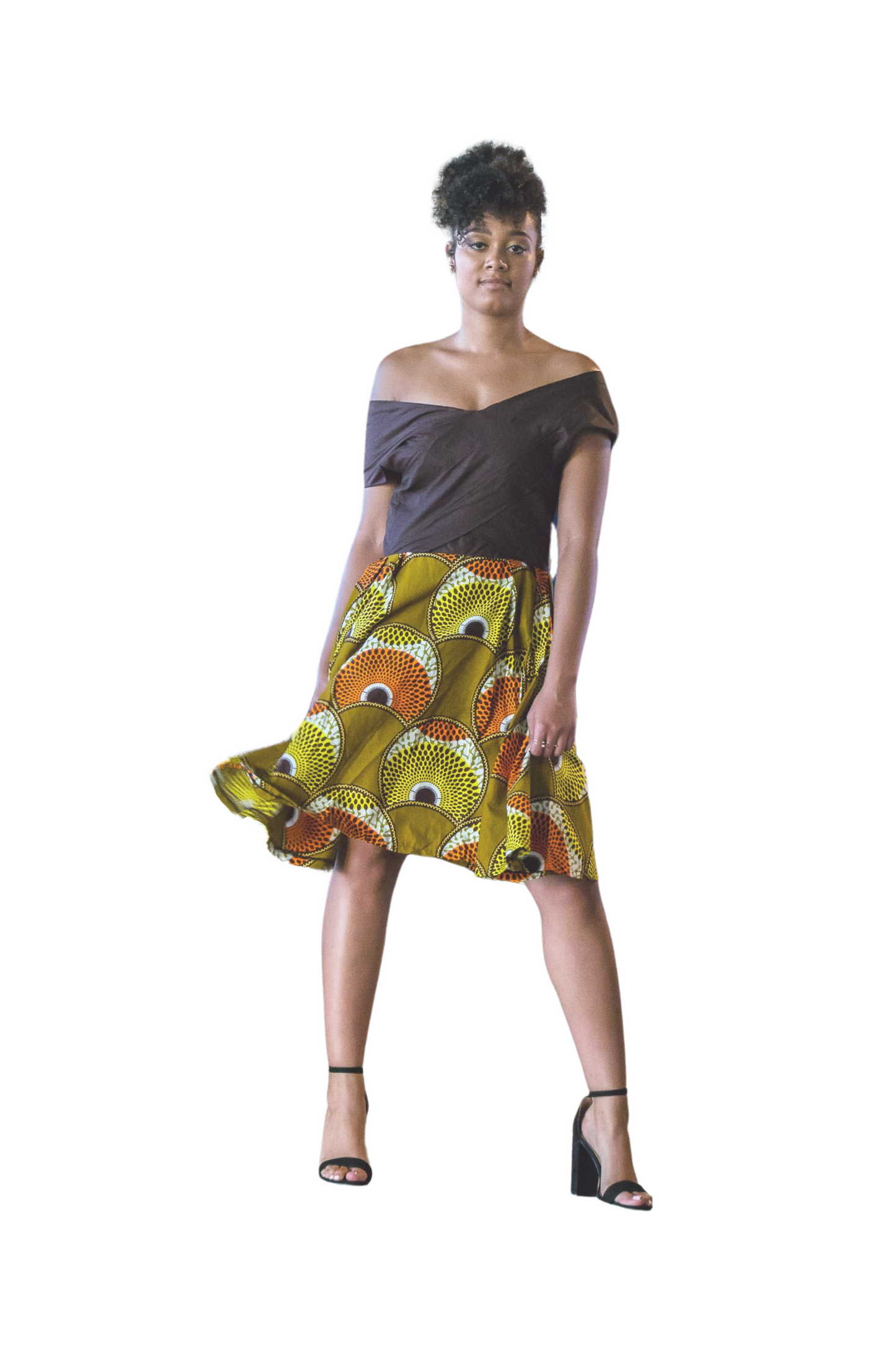 40. Zuri(Beautiful) Off-shoulder African Print Dress