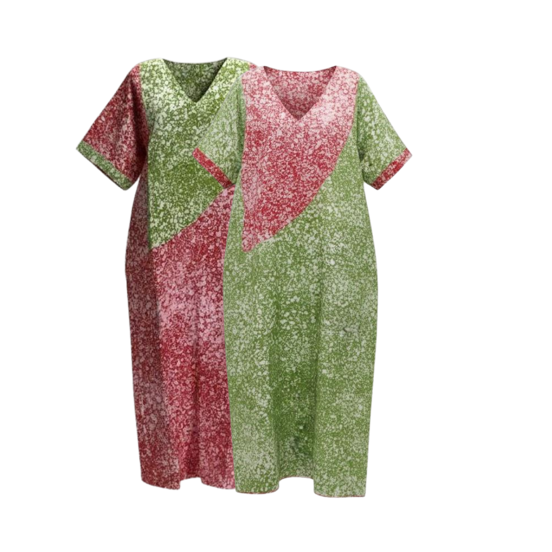 Amber and Olive Reversible Batik Moomoo Kaftan Maxi Dress