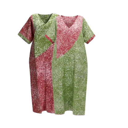 Amber and Olive Reversible Batik Moomoo Kaftan Maxi Dress