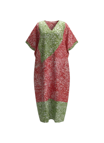 Amber and Olive Reversible Batik Moomoo Kaftan Maxi Dress