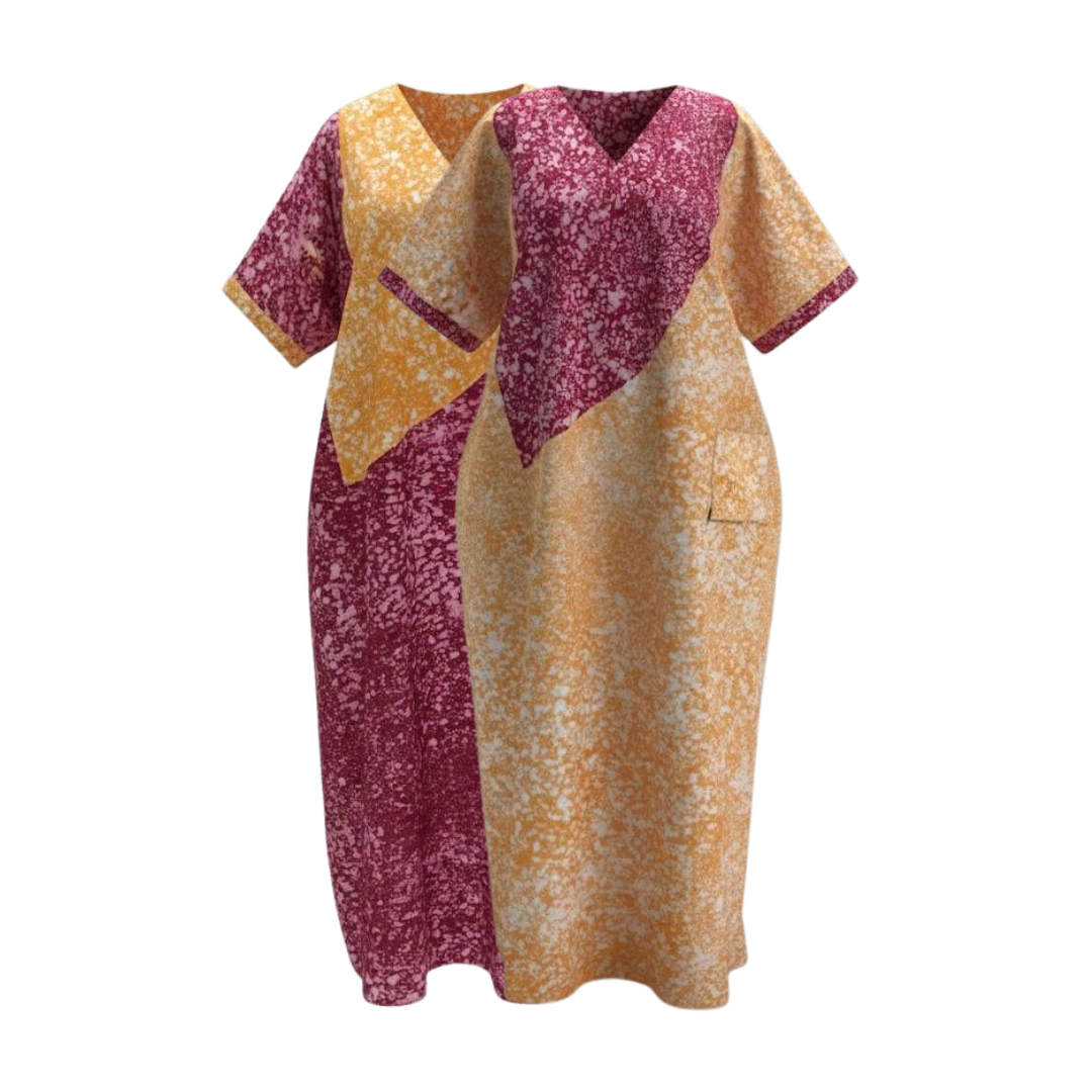 Blush and Honey Reversible Batik Moomoo Kaftan Maxi Dress