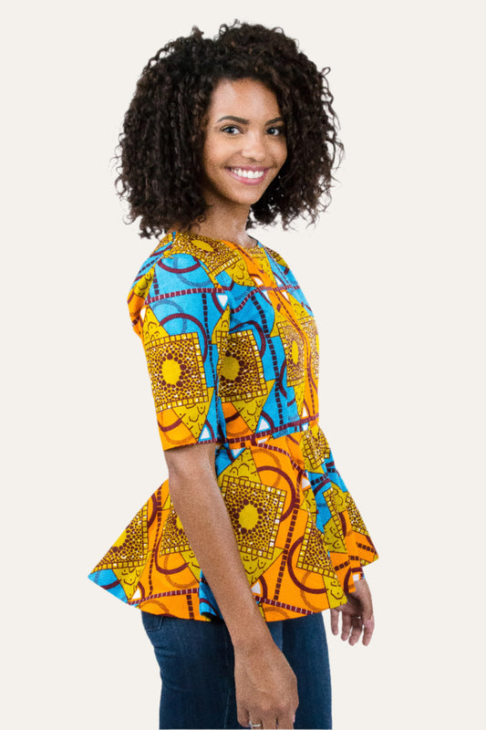 Aseda (Gratefulness) Peplum Ankara Shirt