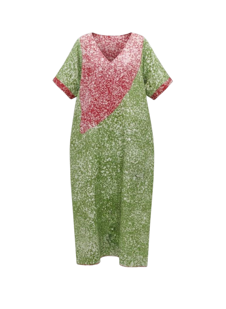 Amber and Olive Reversible Batik Moomoo Kaftan Maxi Dress