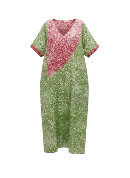 Amber and Olive Reversible Batik Moomoo Kaftan Maxi Dress