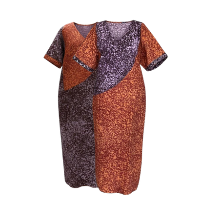 Plum and Rust Reversible Batik Moomoo Kaftan Maxi Dress