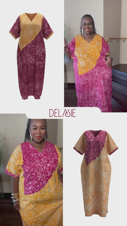 Blush and Honey Reversible Batik Moomoo Kaftan Maxi Dress